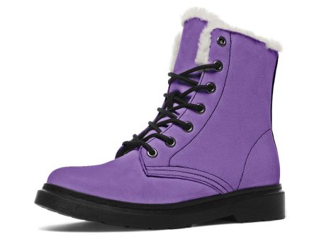 Retro Violet Winter Boots - Warm Micro-Suede Doc-Style Boots Lined with Vegan Wool Cheap