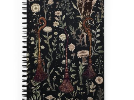 Witches  Broomsticks Spiral Notebook - Botanical Witchy Journal Uni & College Dark Academia Essentials - Gothic Stationery Discount