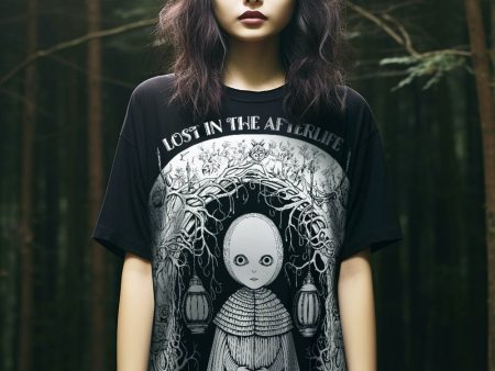 Lost in the Afterlife Tee Dress - Gothic Witchy Alt Unisex Dress for Halloween Grunge Aesthetic Fashion