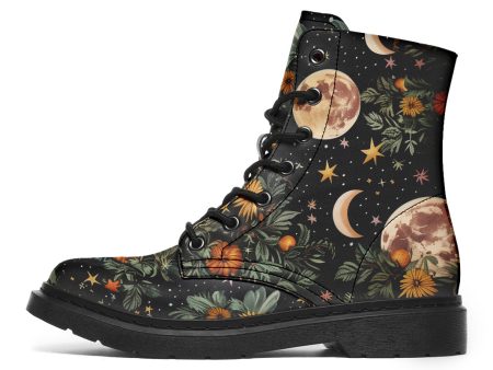 Lunar Meadow Boots - Vegan Leather Doc-Style Boots with Durable Stitched on Soles Fashion