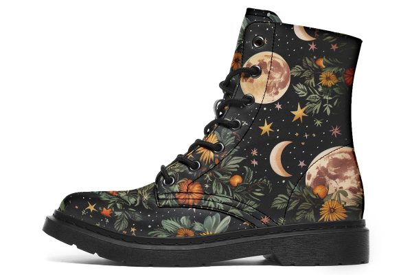 Lunar Meadow Boots - Vegan Leather Doc-Style Boots with Durable Stitched on Soles Fashion