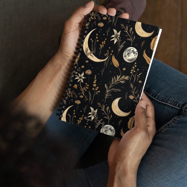 Moonlit Botanica Spiral Notebook - Botanical Witchy Journal Uni & College Dark Academia Essentials - Gothic Stationery Sale