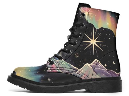 Northern Lights Boots - Vegan Leather Doc-Style Boots with Durable Stitched on Soles For Sale