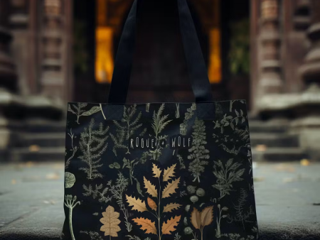 Autumn Memoir Vegan Tote Bag - Dark Academia Witchy Botanical Large Foldable Bag for Uni Work Shopping School & Travel Supply