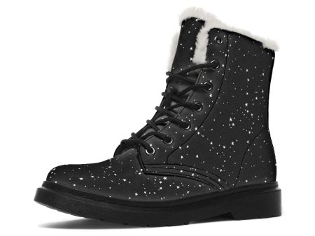 Starry Night Winter Boots - Warm Micro-Suede Doc-Style Boots Lined with Vegan Wool For Discount