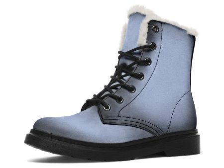 Twilight Blue Winter Boots - Warm Micro-Suede Doc-Style Boots Lined with Vegan Wool on Sale