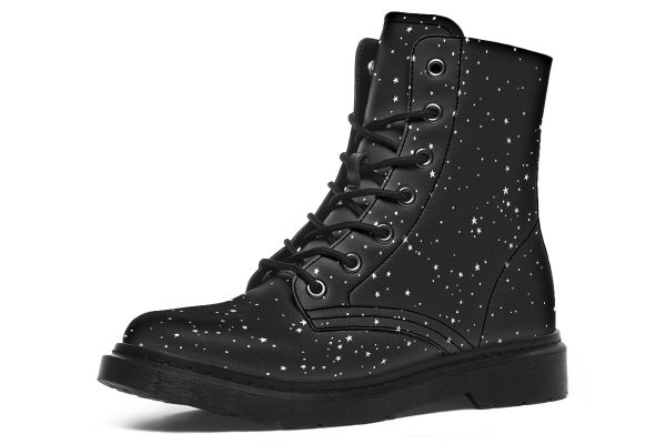 Starry Night Boots - Vegan Leather Doc-Style Boots with Durable Stitched on Soles For Sale