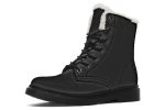 Pitch Black Winter Boots - Warm Micro-Suede Doc-Style Boots Lined with Vegan Wool Supply