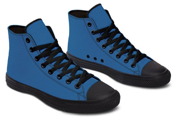 Cobalt Blue High Tops - Classic Premium Canvas Shoes with Comfortable and Durable Soles Discount