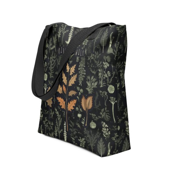 Autumn Memoir Vegan Tote Bag - Dark Academia Witchy Botanical Large Foldable Bag for Uni Work Shopping School & Travel Supply