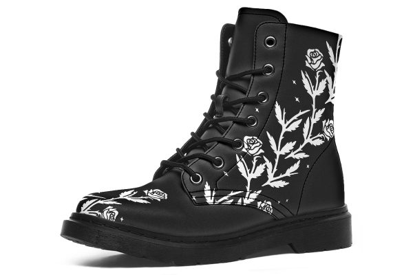 Black Widow Boots - Vegan Leather Doc-Style Boots with Durable Stitched on Soles Discount