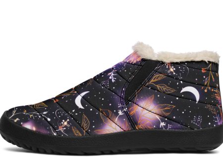 Cosmic Petals Winter Sneakers - Warm & Easy Slip-On Shoes Lined with Vegan Wool with Anti-Slip Soles on Sale