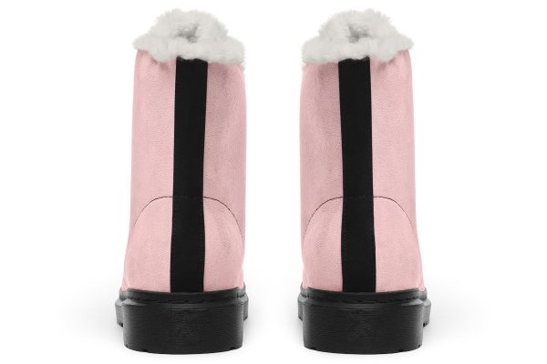 Rose Quartz Winter Boots - Warm Micro-Suede Doc-Style Boots Lined with Vegan Wool Online now