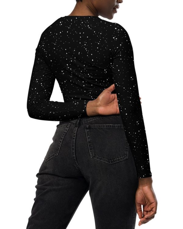 Astral Long Sleeve Crop Top - Cute Black Cropped Tee with UPF 50+ Protection, Pagan Gothic Sportwear, Witchy Grunge Activewear Online Hot Sale