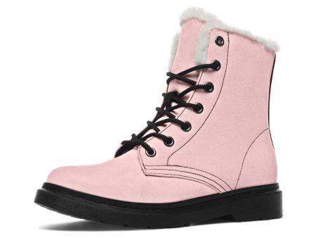 Rose Quartz Winter Boots - Warm Micro-Suede Doc-Style Boots Lined with Vegan Wool Online now