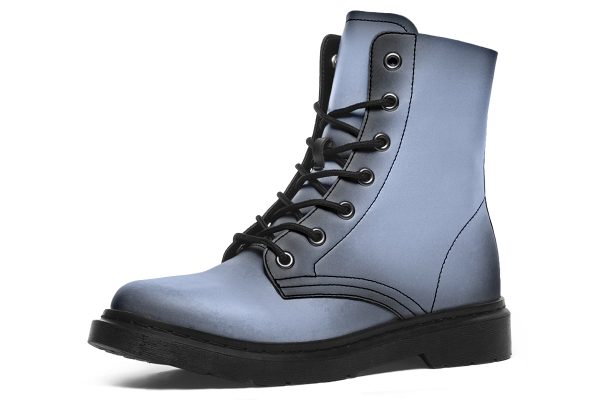 Twilight Blue Boots - Vegan Leather Doc-Style Boots with Durable Stitched on Soles Cheap