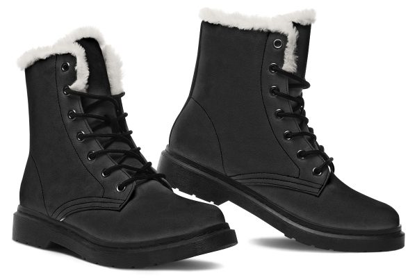 Pitch Black Winter Boots - Warm Micro-Suede Doc-Style Boots Lined with Vegan Wool Supply