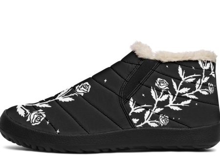 Black Widow Winter Sneakers - Warm & Easy Slip-On Shoes Lined with Vegan Wool with Anti-Slip Soles Online now