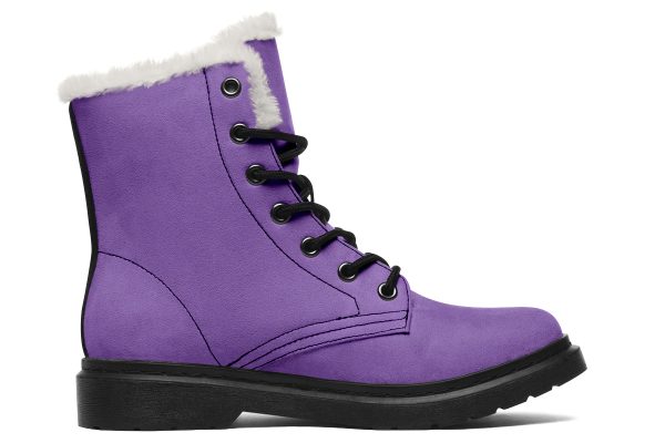 Retro Violet Winter Boots - Warm Micro-Suede Doc-Style Boots Lined with Vegan Wool Cheap